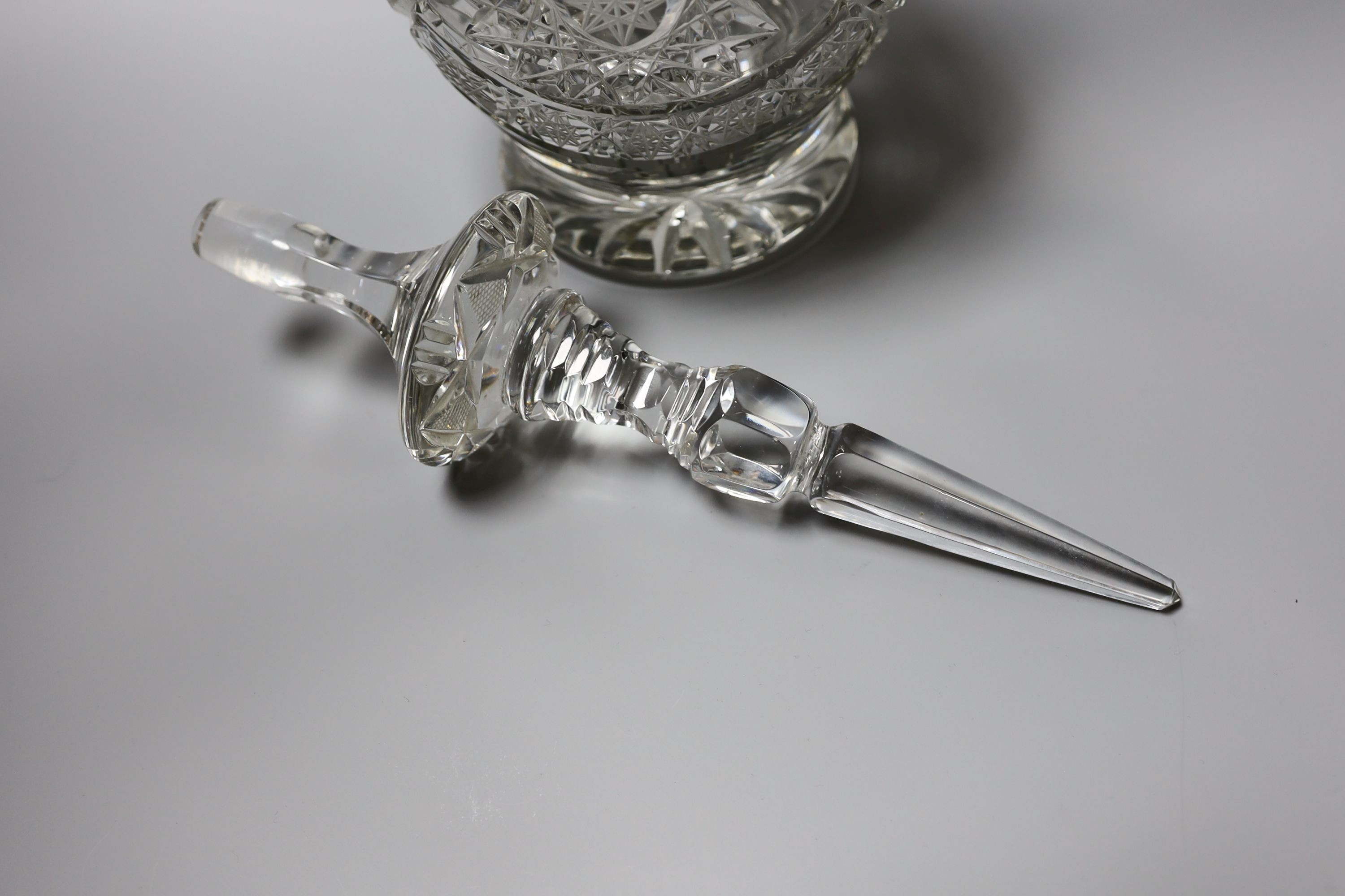 A large cut crystal apothecary ‘steeple’ bottle and stopper 85cm